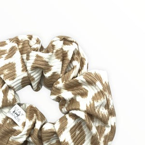 brown animal wide ribbed scrunchie