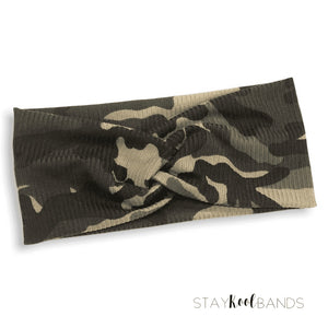 green camo on rib knit by staykoolbands