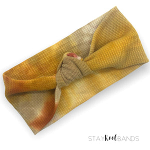 orange rust tie dye knotted headband